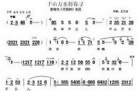 千山万水将你寻（《双插柳》选段）简谱