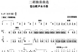 二胡独奏曲选：苍山歌声永不落音乐简谱
