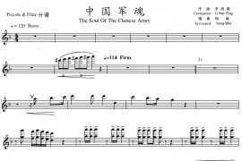 中国军魂(长短笛分谱)线谱简谱
