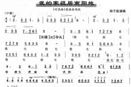 我的家祖居南阳地（《对花枪》唱段）简谱