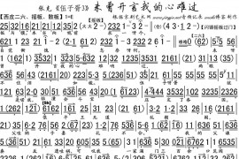 未曾开言我的心难过（《伍子胥3》选段、琴谱）简谱